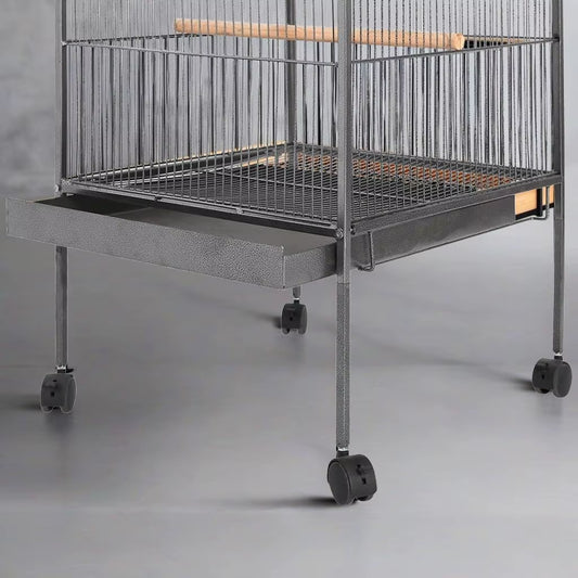 54X54X146 Cm Black Steel Bird Cage - Spacious & Durable Pet Habitat
